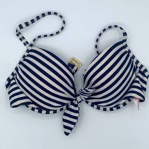 Bikini Set TOP & BOTTOM Exhilaration women’s size small navy and white stripe